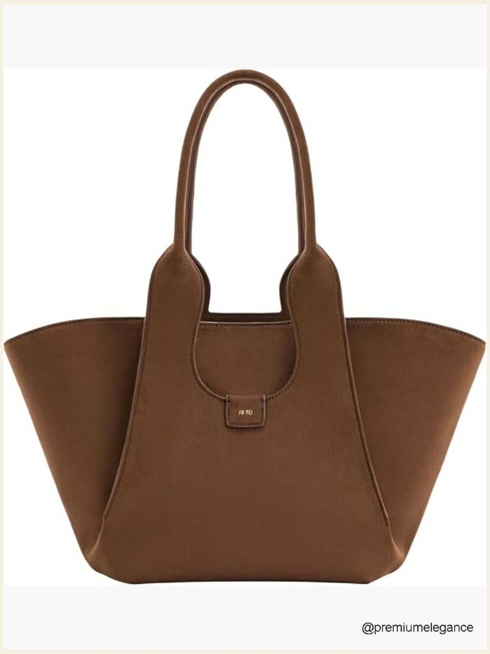 Faux Suede Tote Bag With Gold Hardware - Fits Ipad